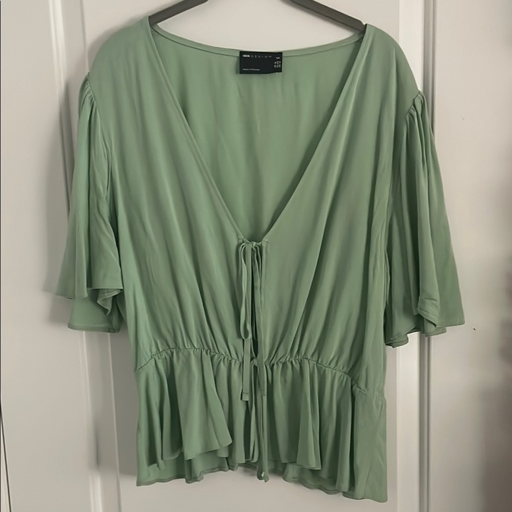 ASOS Mint Green Tie-Front Top